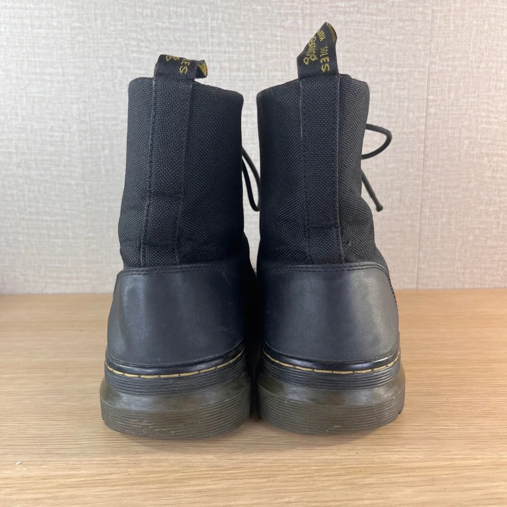 Dr. Martens Combs Black Canvas Leather Utility Combat Boots 8 Eye Lace Up US 11